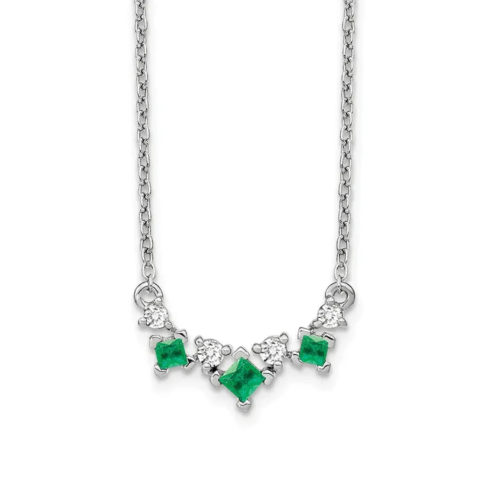Necklaces Qgold 14k White Gold 51 mm Emerald and Diamond inch Necklace 219 grams Necklaces Qgold 14k White Gold 51 mm Emerald and Diamond inch Necklace 219 grams