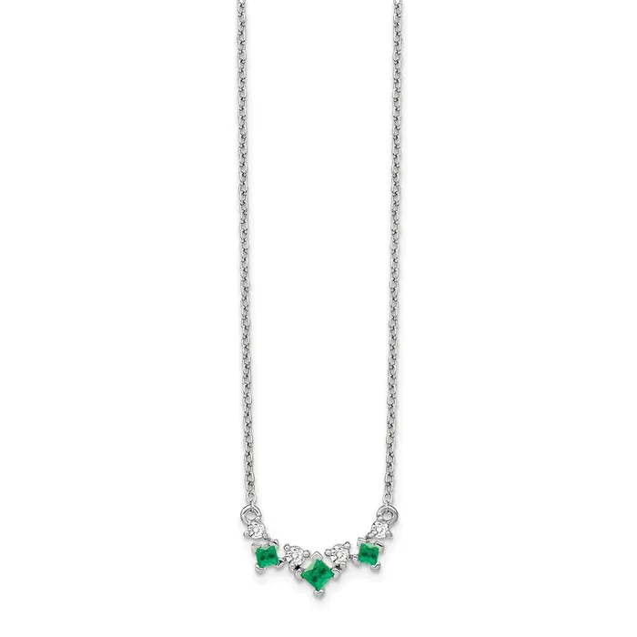 Necklaces Qgold 14k White Gold 51 mm Emerald and Diamond inch Necklace 219 grams Necklaces Qgold 14k White Gold 51 mm Emerald and Diamond inch Necklace 219 grams
