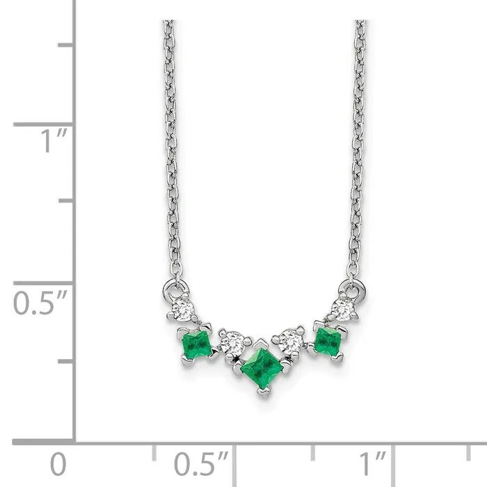 Necklaces Qgold 14k White Gold 51 mm Emerald and Diamond inch Necklace 219 grams Necklaces Qgold 14k White Gold 51 mm Emerald and Diamond inch Necklace 219 grams