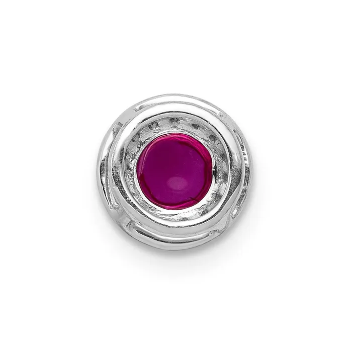 Necklaces Qgold 14k White Gold Diamond and Cabochon 38 Ruby Halo Chain Slide 055 grams Necklaces Qgold 14k White Gold Diamond and Cabochon 38 Ruby Halo Chain Slide 055 grams