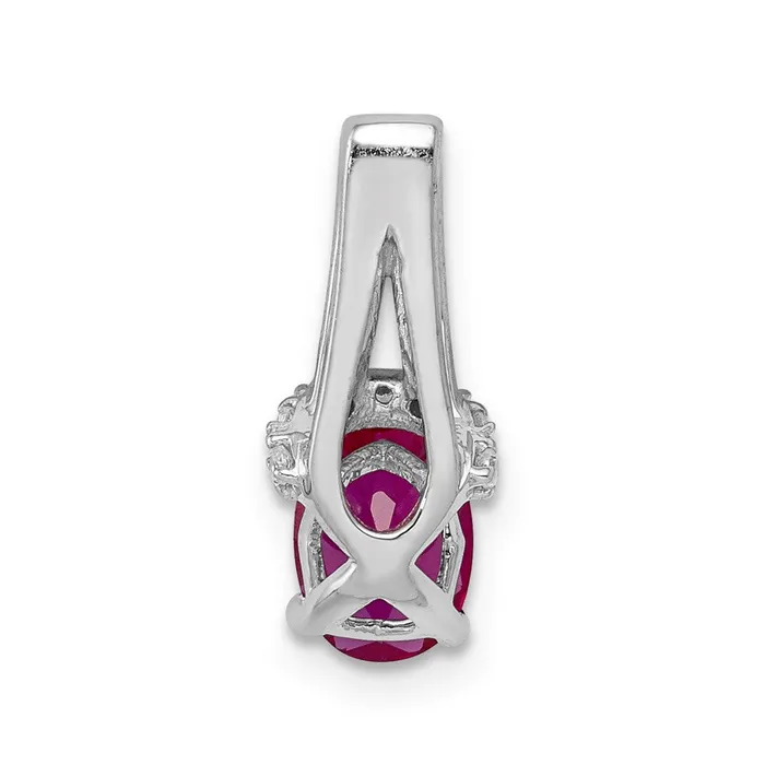 Necklaces Qgold 14k White Gold Diamond and Oval Ruby Pendant 1 grams Necklaces Qgold 14k White Gold Diamond and Oval Ruby Pendant 1 grams