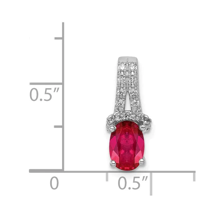 Necklaces Qgold 14k White Gold Diamond and Oval Ruby Pendant 1 grams Necklaces Qgold 14k White Gold Diamond and Oval Ruby Pendant 1 grams