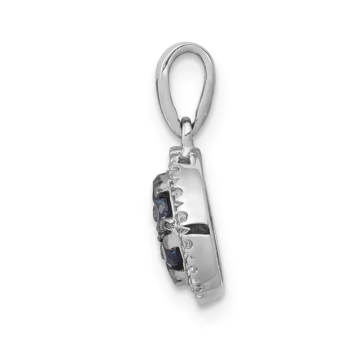 Necklaces Qgold 14k White Gold Diamond and Sapphire Circle Pendant 09 grams Necklaces Qgold 14k White Gold Diamond and Sapphire Circle Pendant 09 grams