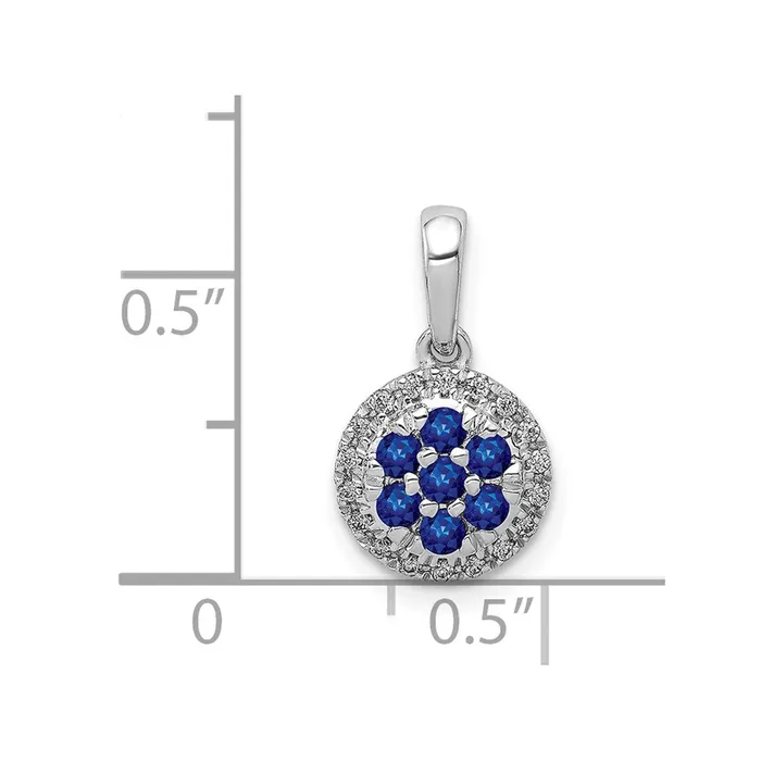 Necklaces Qgold 14k White Gold Diamond and Sapphire Circle Pendant 09 grams Necklaces Qgold 14k White Gold Diamond and Sapphire Circle Pendant 09 grams