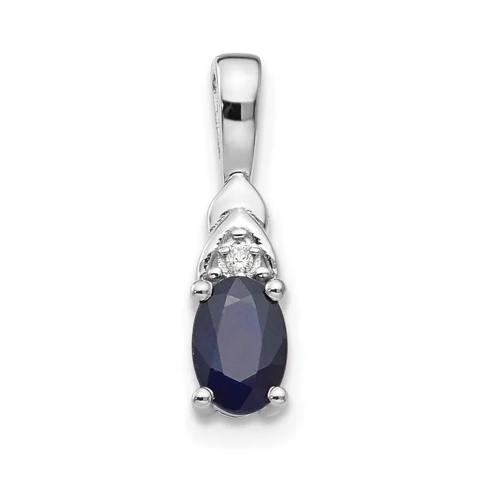 Necklaces Qgold 14k White Gold Sapphire and Diamond Pendant 06 grams