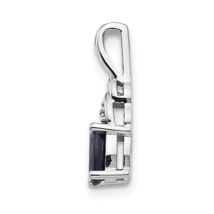 Necklaces Qgold 14k White Gold Sapphire and Diamond Pendant 06 grams Necklaces Qgold 14k White Gold Sapphire and Diamond Pendant 06 grams