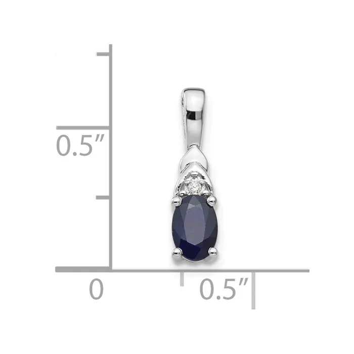 Necklaces Qgold 14k White Gold Sapphire and Diamond Pendant 06 grams Necklaces Qgold 14k White Gold Sapphire and Diamond Pendant 06 grams