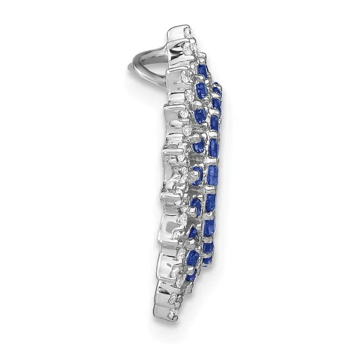 Necklaces Qgold 14k White Gold Sapphire and Diamond Sunburst Chain Slide 22 grams Necklaces Qgold 14k White Gold Sapphire and Diamond Sunburst Chain Slide 22 grams