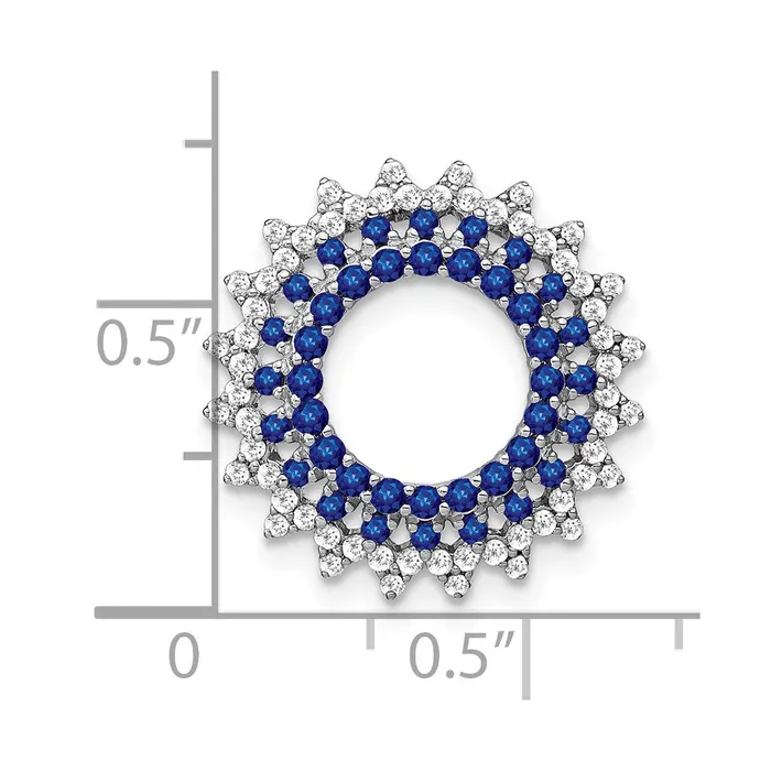 Necklaces Qgold 14k White Gold Sapphire and Diamond Sunburst Chain Slide 22 grams Necklaces Qgold 14k White Gold Sapphire and Diamond Sunburst Chain Slide 22 grams