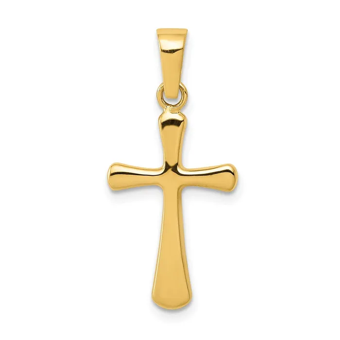 Necklaces Qgold 14k Yellow Gold 12 mm Polished Cross Pendant 048 grams