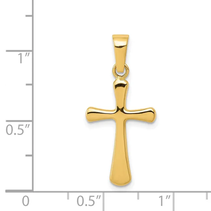Necklaces Qgold 14k Yellow Gold 12 mm Polished Cross Pendant 048 grams