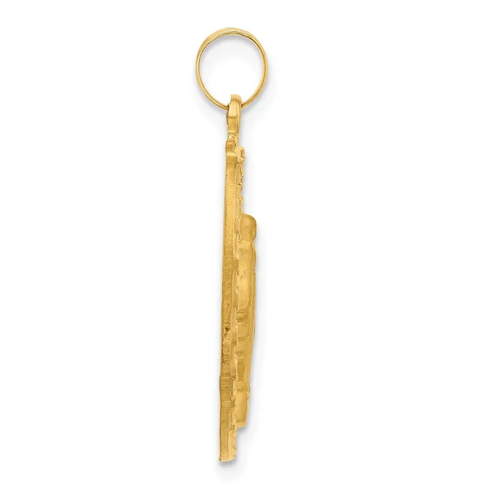 Necklaces Qgold 14k Yellow Gold 144 mm Satin and Polished Miraculous Medal Oval Solid Pendant 224 grams