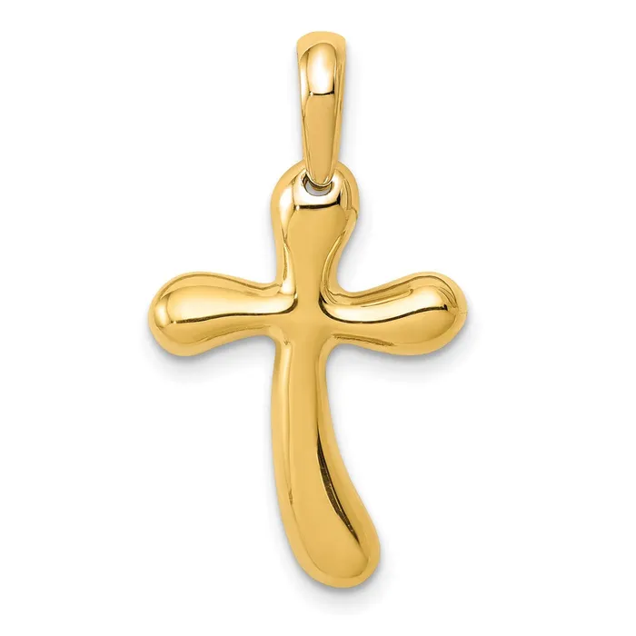 Necklaces Qgold 14k Yellow Gold 15 mm Polished Freeform Cross Pendant 167 grams Necklaces Qgold 14k Yellow Gold 15 mm Polished Freeform Cross Pendant 167 grams