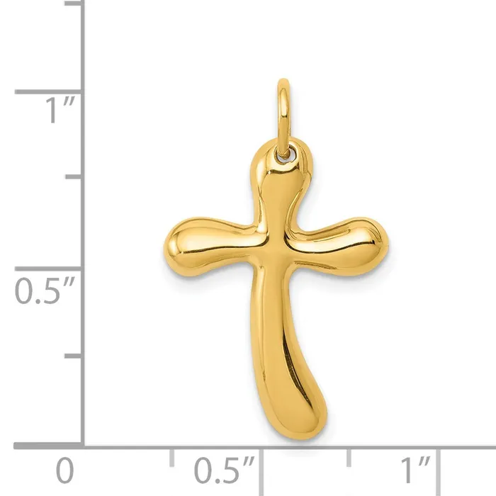 Necklaces Qgold 14k Yellow Gold 15 mm Polished Freeform Cross Pendant 167 grams Necklaces Qgold 14k Yellow Gold 15 mm Polished Freeform Cross Pendant 167 grams