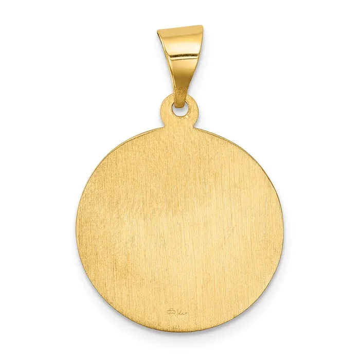 Necklaces Qgold 14k Yellow Gold 185 mm Polished and Satin Sacred Heart of Mary Medal Hollow Pendant 13 grams