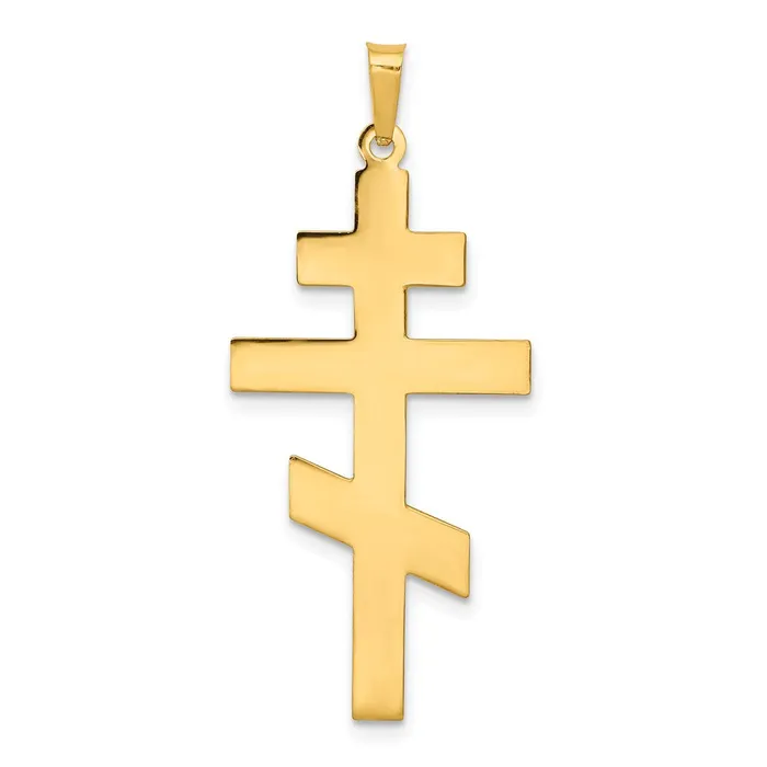 Necklaces Qgold 14k Yellow Gold 19 mm Eastern Orthodox Cross Pendant 161 grams Necklaces Qgold 14k Yellow Gold 19 mm Eastern Orthodox Cross Pendant 161 grams