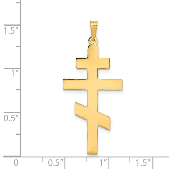 Necklaces Qgold 14k Yellow Gold 19 mm Eastern Orthodox Cross Pendant 161 grams
