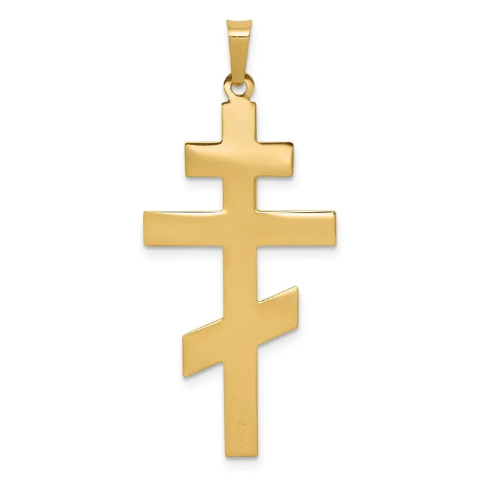 Necklaces Qgold 14k Yellow Gold 19 mm Eastern Orthodox Cross Pendant 161 grams