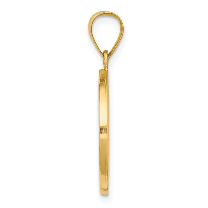 Necklaces Qgold 14k Yellow Gold 19 mm Polished Satin Hollow Divino Nino Round Medal Pendant 153 grams