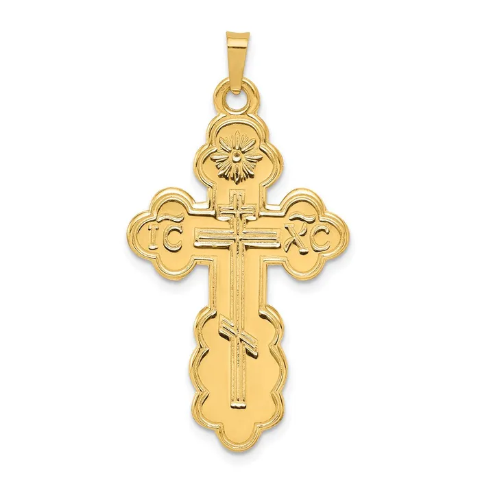 Necklaces Qgold 14k Yellow Gold 22 mm Eastern Orthodox Cross Pendant 285 grams Necklaces Qgold 14k Yellow Gold 22 mm Eastern Orthodox Cross Pendant 285 grams