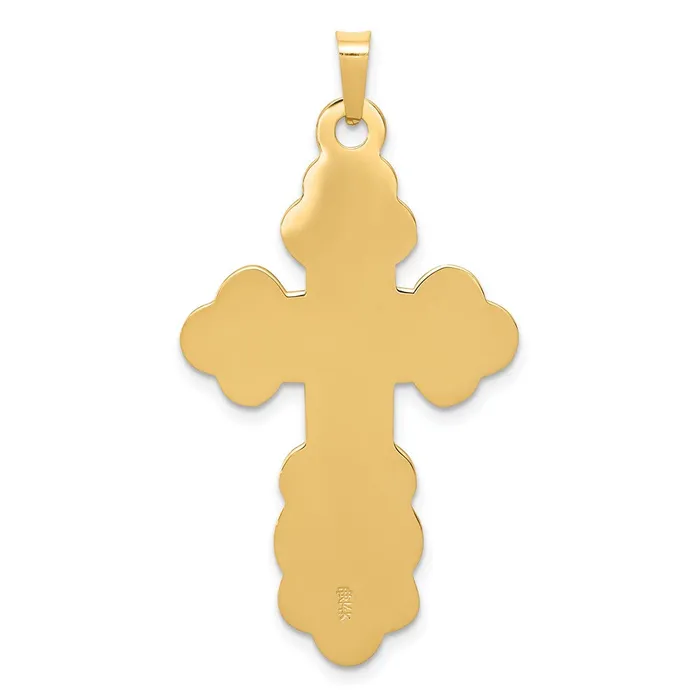 Necklaces Qgold 14k Yellow Gold 22 mm Eastern Orthodox Cross Pendant 285 grams