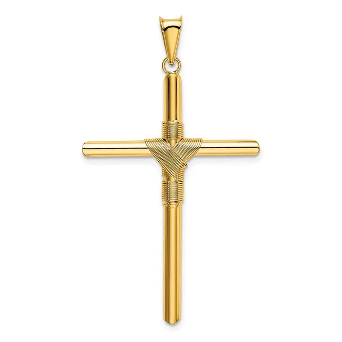 Necklaces Qgold 14k Yellow Gold 286 mm Polished wCenter Wrap Tube Cross Pendant 22 grams Necklaces Qgold 14k Yellow Gold 286 mm Polished wCenter Wrap Tube Cross Pendant 22 grams