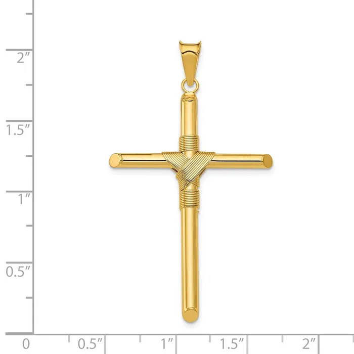Necklaces Qgold 14k Yellow Gold 286 mm Polished wCenter Wrap Tube Cross Pendant 22 grams Necklaces Qgold 14k Yellow Gold 286 mm Polished wCenter Wrap Tube Cross Pendant 22 grams