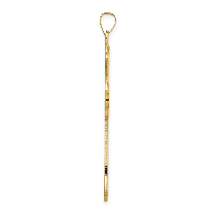 Necklaces Qgold 14k Yellow Gold 3111 mm Polished and Textured Solid Fleur de Lis Cross Pendant 568 grams