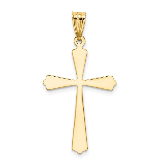 Necklaces Qgold 14k Yellow Rhodium 19 mm Diamond Cut Cross Pendant 102 grams Necklaces Qgold 14k Yellow Rhodium 19 mm Diamond Cut Cross Pendant 102 grams