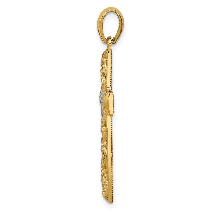 Necklaces Qgold 14k Yellow Rhodium 20 mm DC Cross Pendant 234 grams