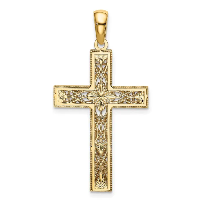 Necklaces Qgold 14k Yellow Rhodium 20 mm DC Cross Pendant 234 grams