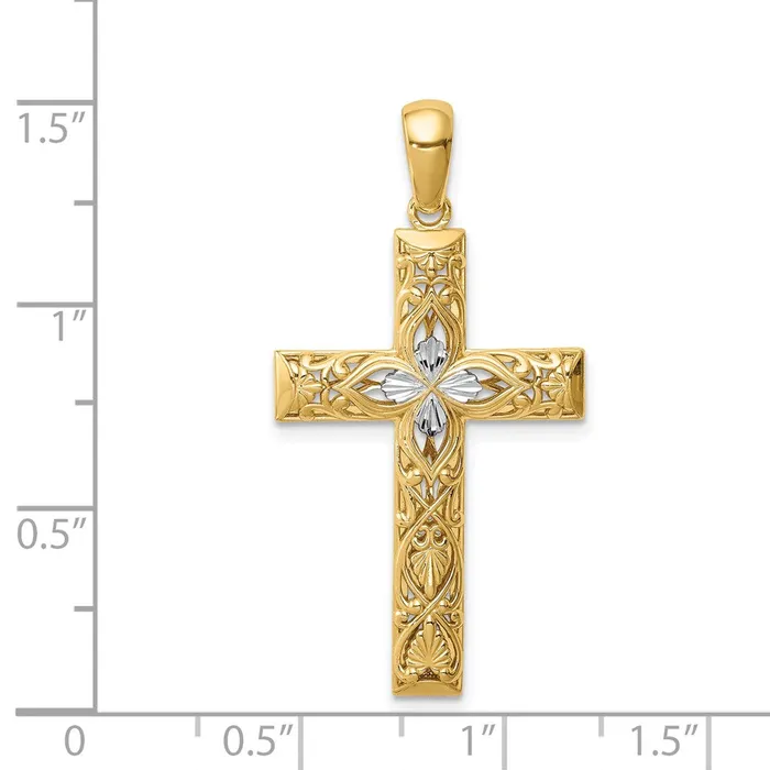 Necklaces Qgold 14k Yellow Rhodium 20 mm DC Cross Pendant 234 grams