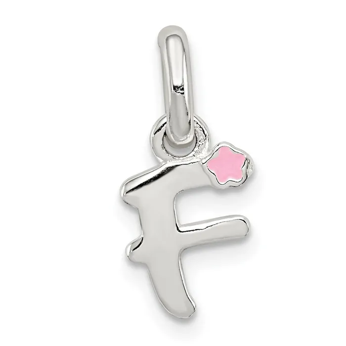 Necklaces Qgold Sterling Silver Letter F with Enamel Pendant