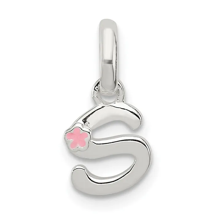 Necklaces Qgold Sterling Silver Letter S with Enamel Pendant