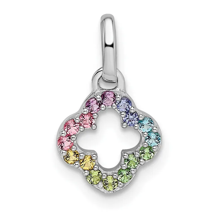 Necklaces Qgold Sterling Silver Rhodiumplated Rainbow Nano Crystal Clover Pendant 042 grams Necklaces Qgold Sterling Silver Rhodiumplated Rainbow Nano Crystal Clover Pendant 042 grams