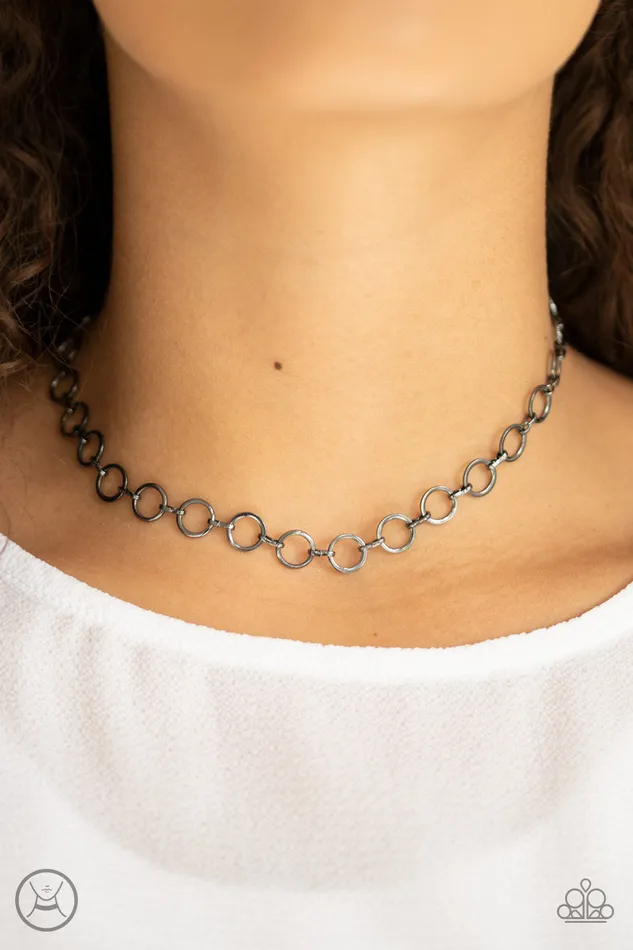 Necklaces Roundabout Radiance Paparazzi Black Gunmetal Hoop Choker Necklace Paparazzi Accessories