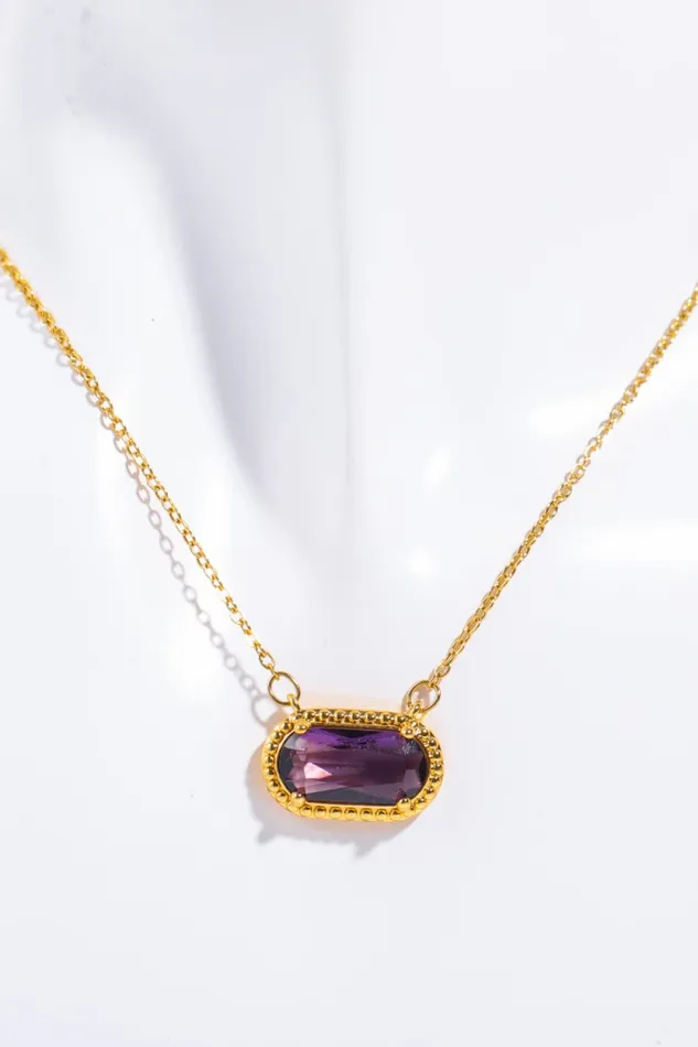 Necklaces Trendsi Copper 14K Gold Pleated Pendant Necklace