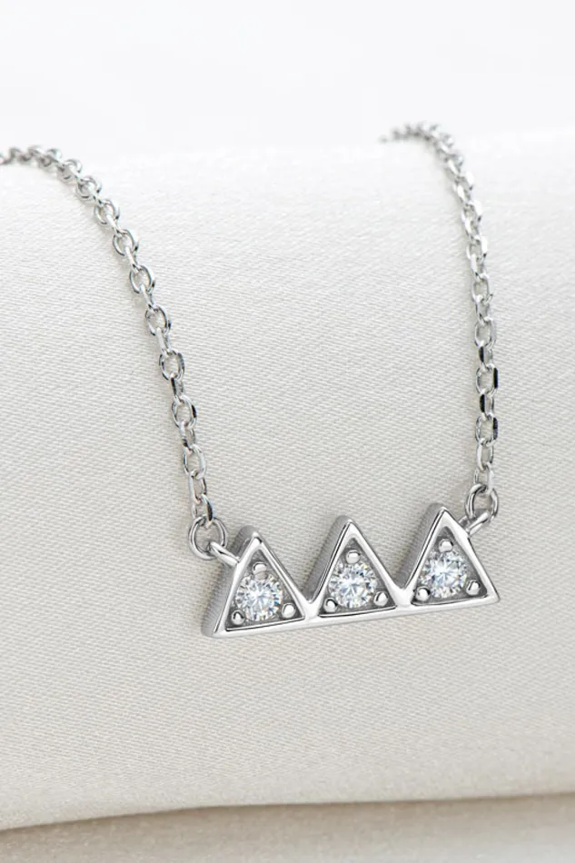 Necklaces Trendsi Moissanite Triangle PlatinumPlated Necklace
