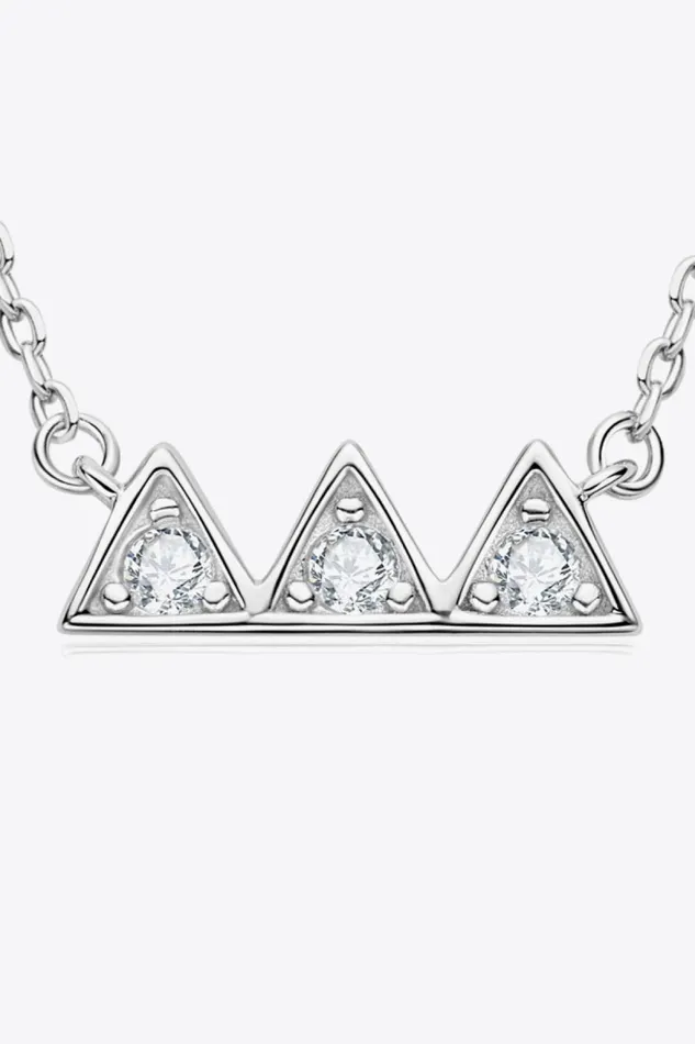 Necklaces Trendsi Moissanite Triangle PlatinumPlated Necklace