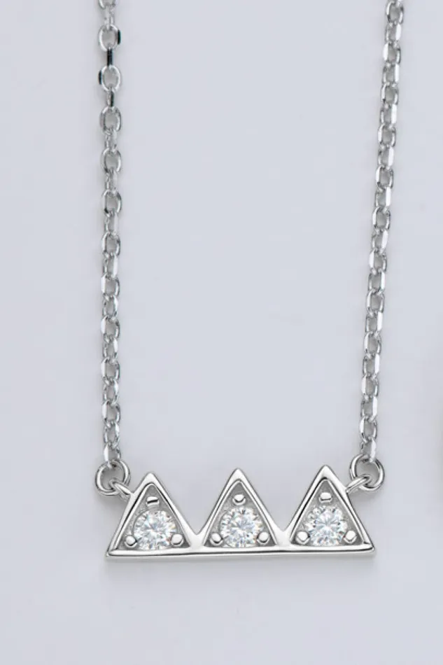 Necklaces Trendsi Moissanite Triangle PlatinumPlated Necklace