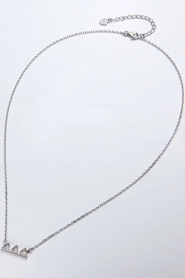 Necklaces Trendsi Moissanite Triangle PlatinumPlated Necklace