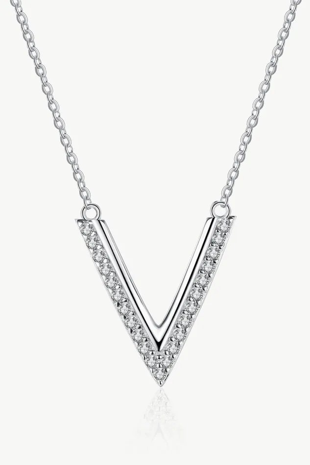 Necklaces Trendsi Sterling Silver V Letter Pendant Necklace