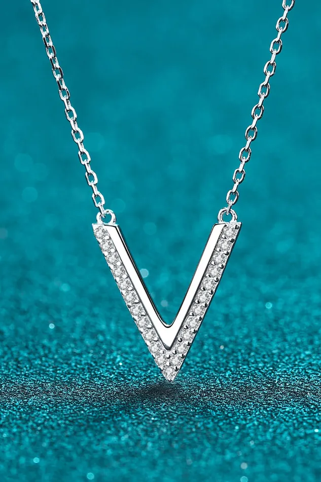 Necklaces Trendsi Sterling Silver V Letter Pendant Necklace