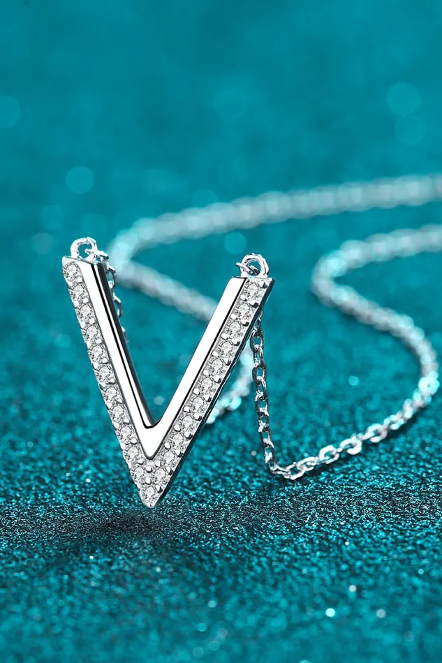 Necklaces Trendsi Sterling Silver V Letter Pendant Necklace