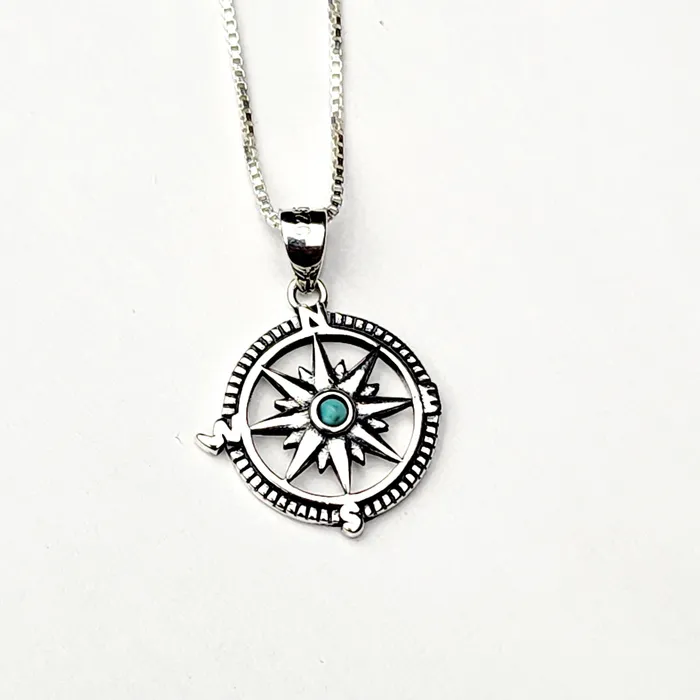 Necklaces Turquoise Compass Necklace Kasandra Ivy Jewelry