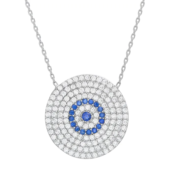 Necklaces Xsilver CZ Evil Eye Disk Necklace Noblepack CA