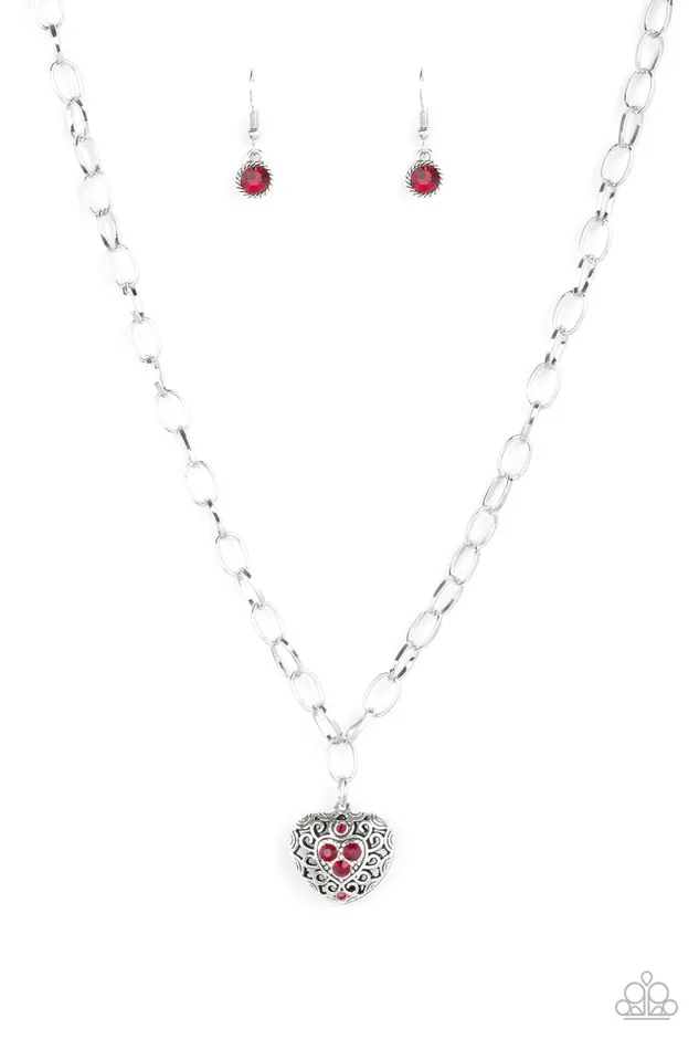 No Love Lost Paparazzi Red Rhinestone Silver Heart Pendant Necklace Paparazzi Accessories Necklaces No Love Lost Paparazzi Red Rhinestone Silver Heart Pendant Necklace Paparazzi Accessories Necklaces