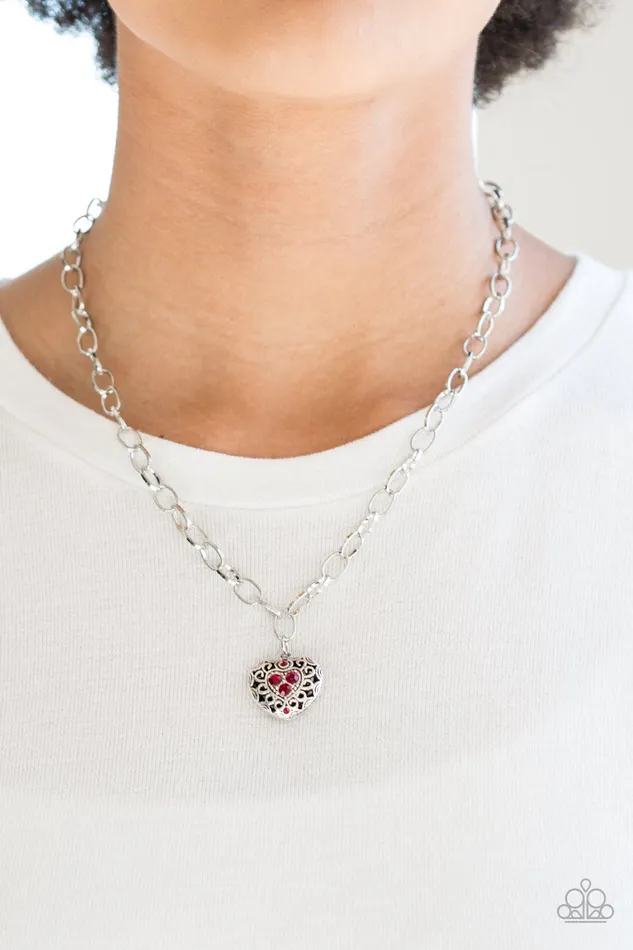 No Love Lost Paparazzi Red Rhinestone Silver Heart Pendant Necklace Paparazzi Accessories Necklaces No Love Lost Paparazzi Red Rhinestone Silver Heart Pendant Necklace Paparazzi Accessories Necklaces