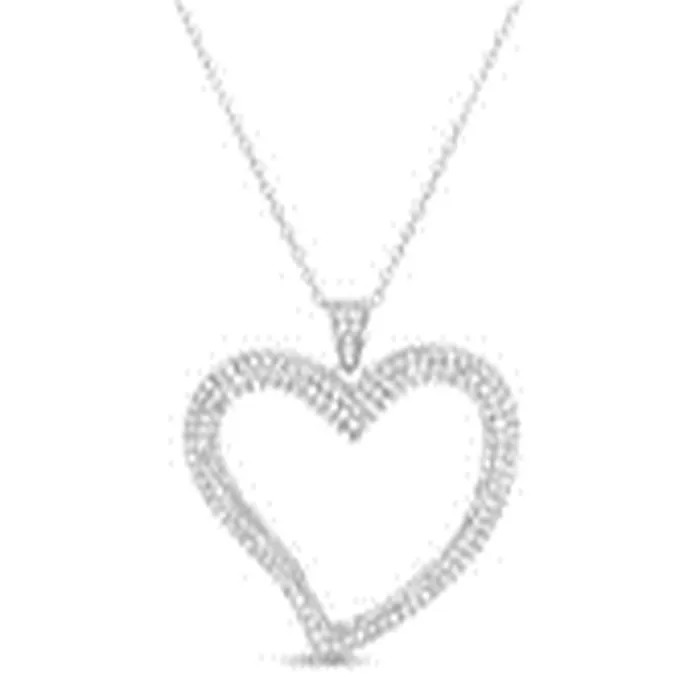 Noblepack CA Necklaces Sterling Silver CZ Open Heart Necklace