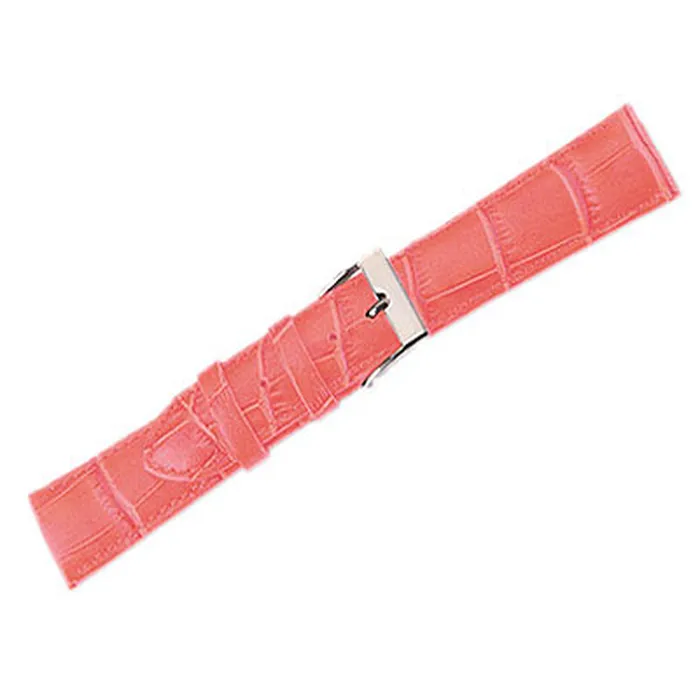 Noblepack CA Watches Leather Watch Band Crocodile Dk Pink 16mm Regular